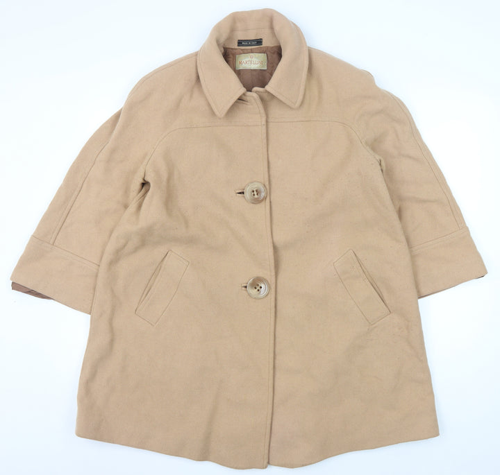 Martellini Women's Beige Wool Overcoat Size 16