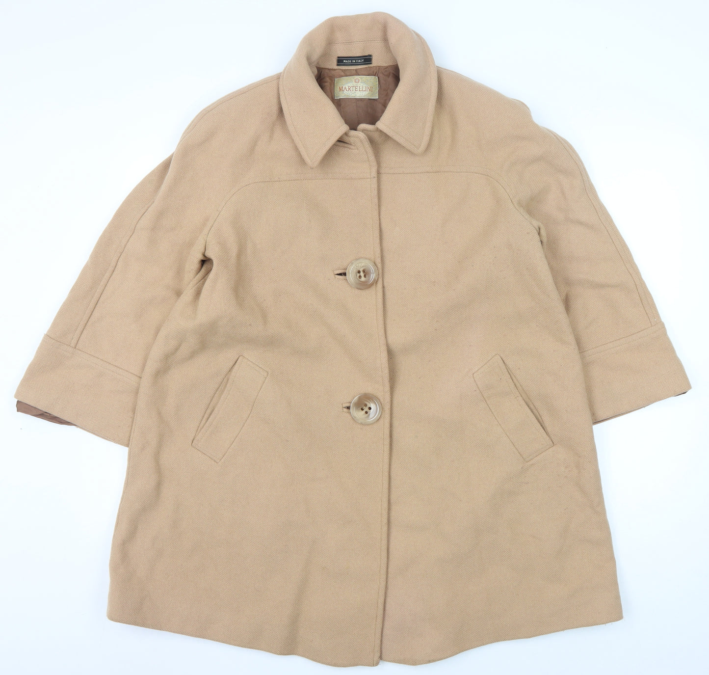 Martellini Women's Beige Wool Overcoat Size 16