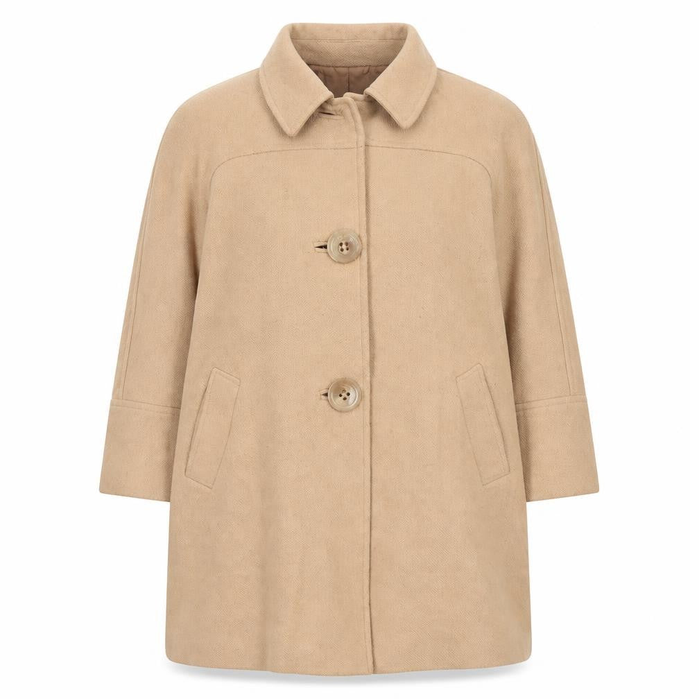 Front view of Martellini Women's Beige Wool Overcoat, size 16