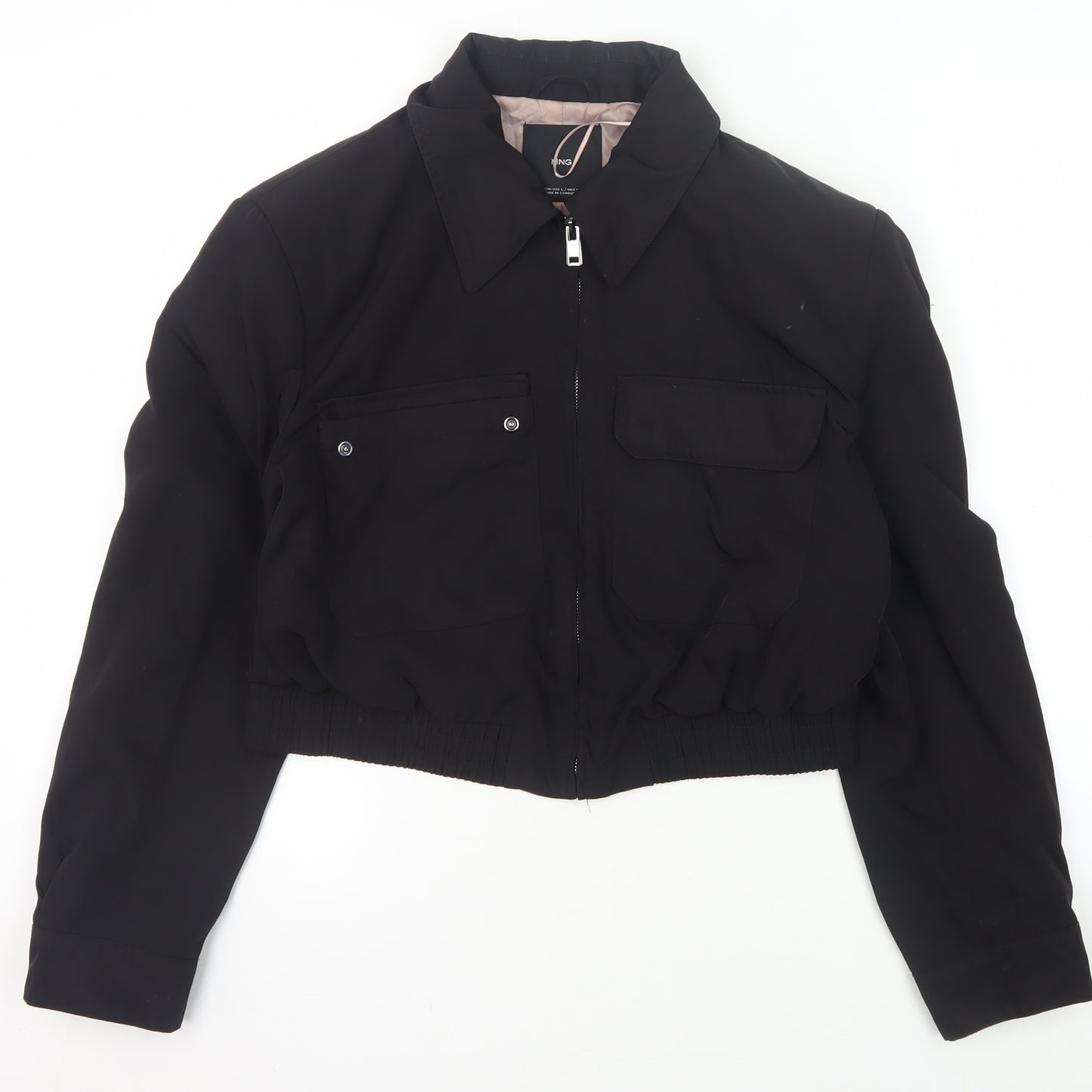 MNG Women's Black Bomber Jacket Size L Casual Chic