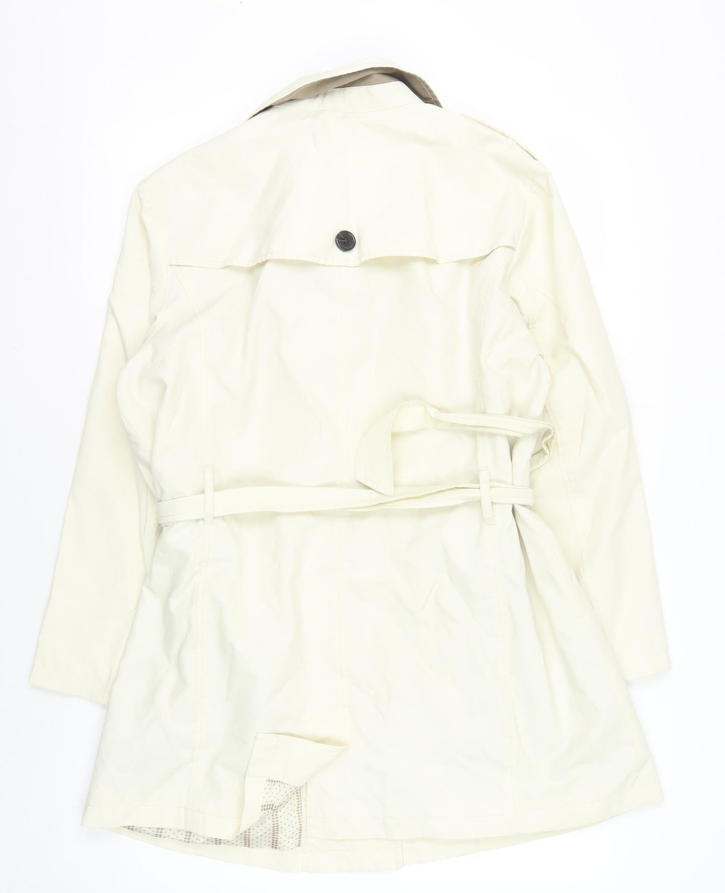 Lands' End Women's White Trench Coat Size L Button Belted