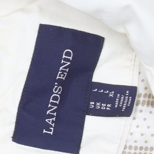 Lands' End Women's White Trench Coat Size L Button Belted