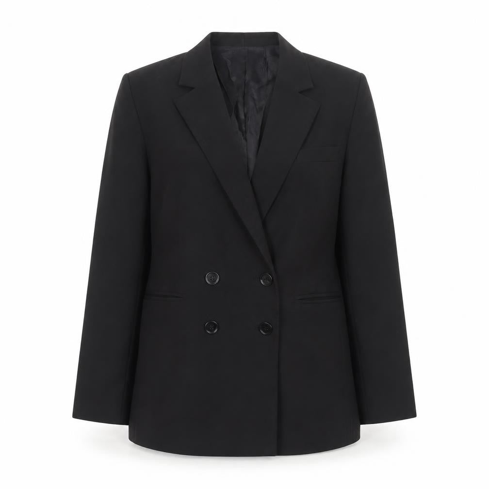 Front view of Mango Women's Black Double-Breasted Blazer L