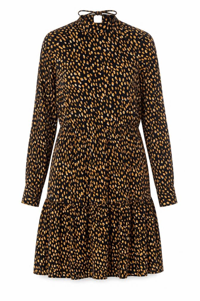 Front view of New Look Women's Black Dress, size 8, Long Sleeve