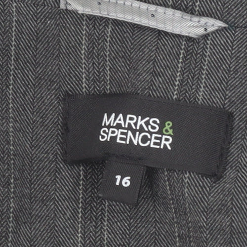 Marks and Spencer Grey Pinstripe Women's Blazer Size 16