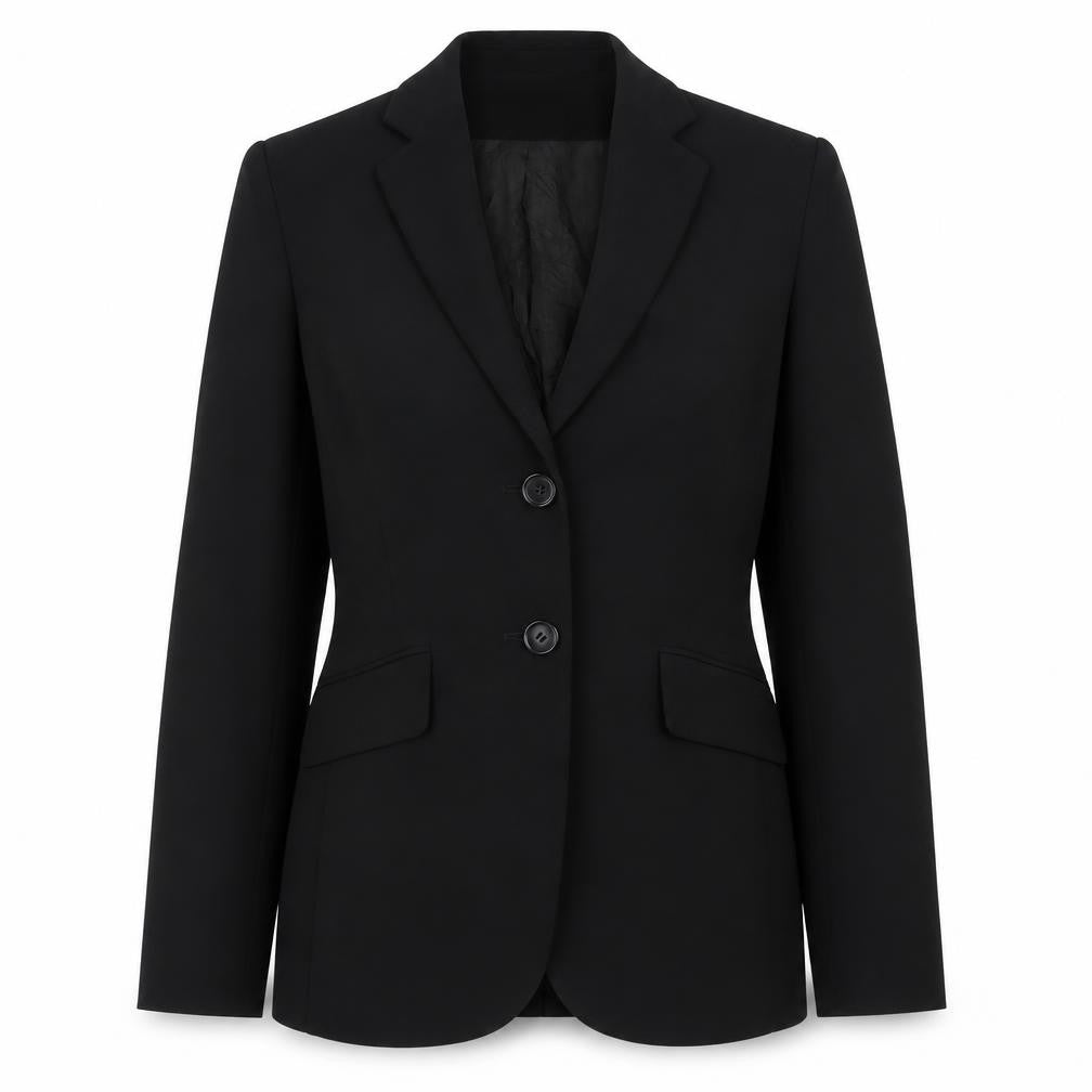 Front view of Ann Taylor Women's Black Blazer, size 2, Smart Two-Button Style