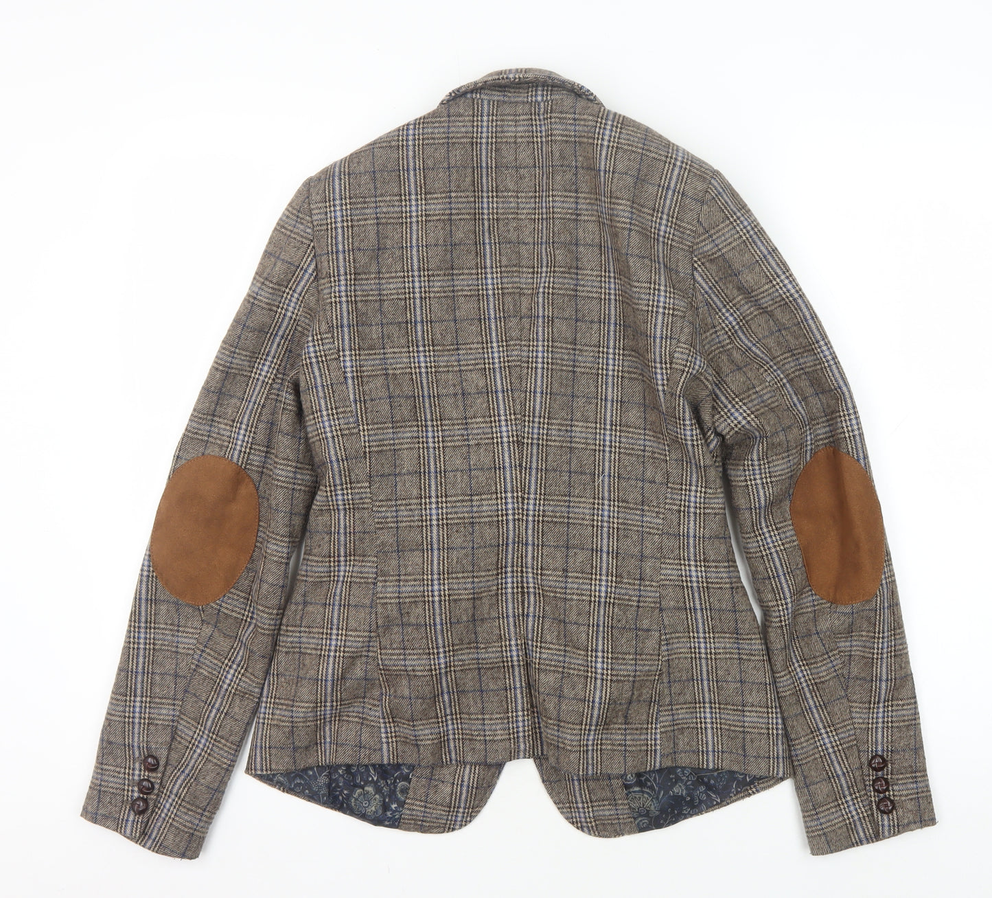 H&M Women's Brown Plaid Wool Blazer, Size 10, Autumn