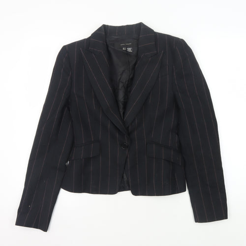Zara Woman Black Pinstripe Blazer, Size 5, Office Wear