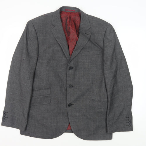 Next Men's Grey Blazer, 42S, Regular Fit, Wool