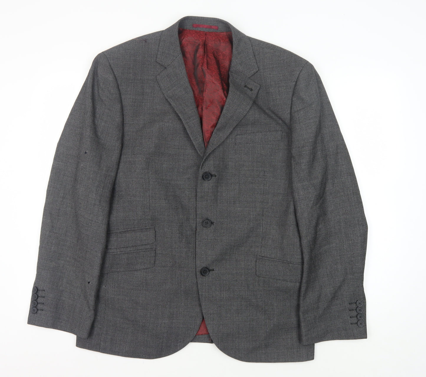 Next Men's Grey Blazer, 42S, Regular Fit, Wool