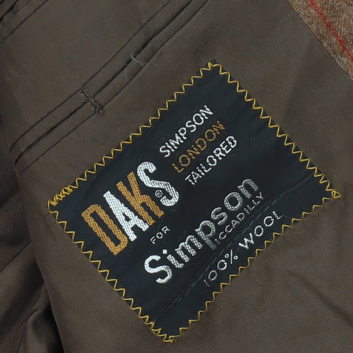 DAKS Men's Brown Striped Blazer, Size 41R Wool
