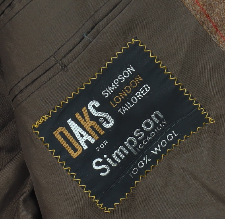 DAKS Men's Brown Striped Blazer, Size 41R Wool