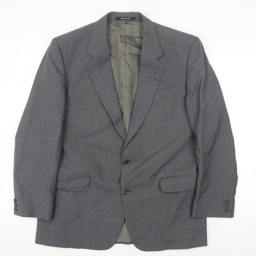 DAKS Men's Grey Wool Blazer Jacket, Formal 48