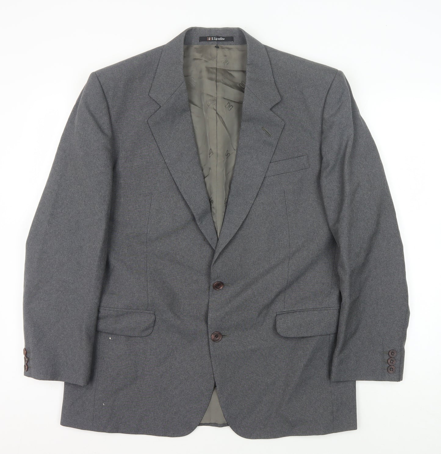 DAKS Men's Grey Wool Blazer Jacket, Formal 48
