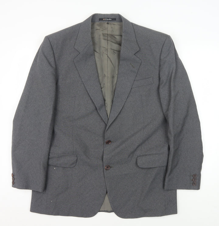 DAKS Men's Grey Wool Blazer Jacket, Formal 48