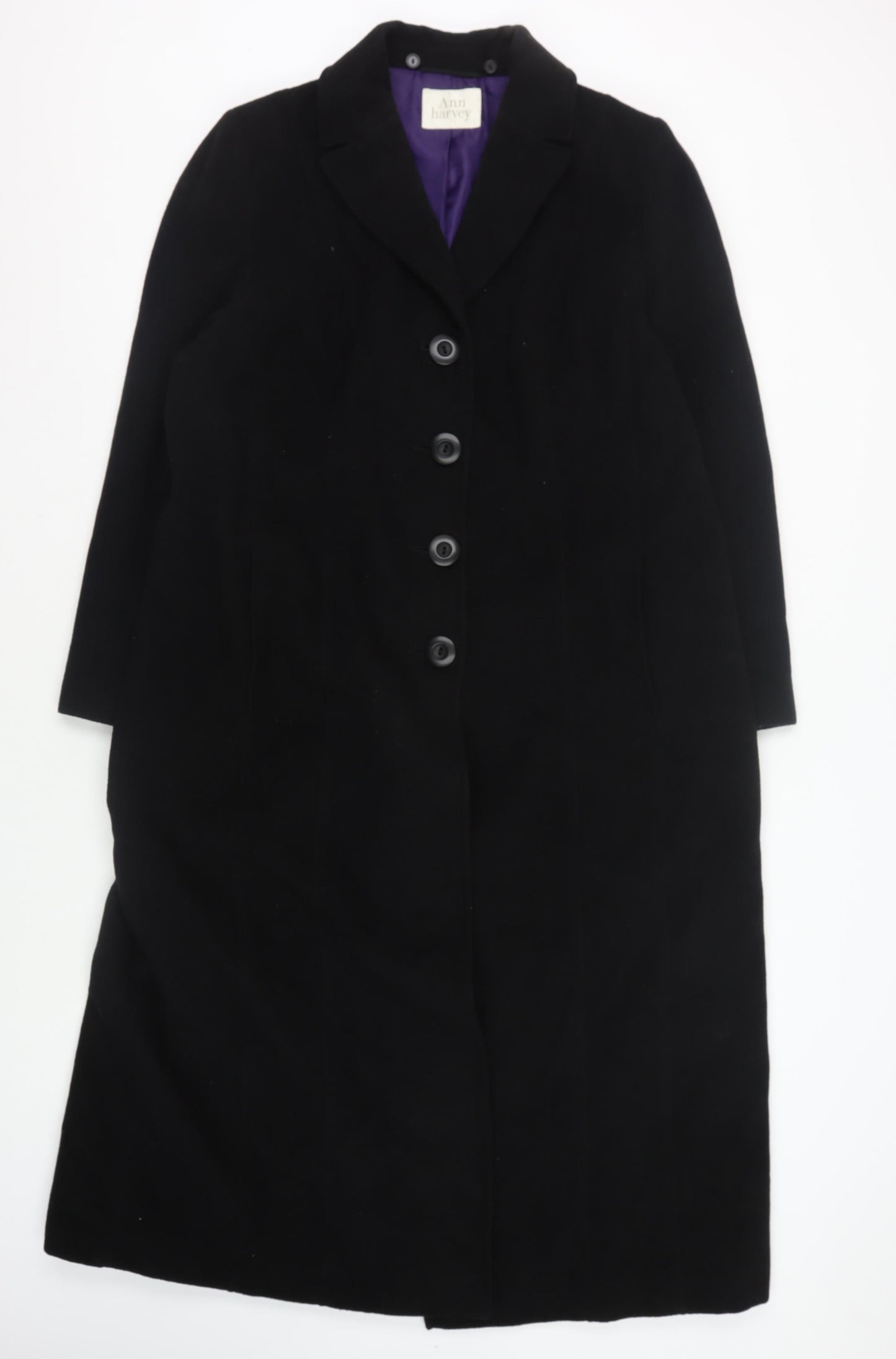 Ann Harvey Women's Black Overcoat Size 16 Elegant
