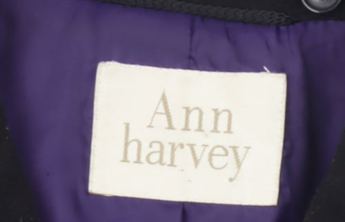 Ann Harvey Women's Black Overcoat Size 16 Elegant