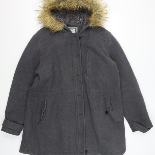 FatFace Women’s Grey Wool Blend Parka Coat L