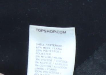 Topshop Women's Black Pea Coat UK 10, Wool Blend