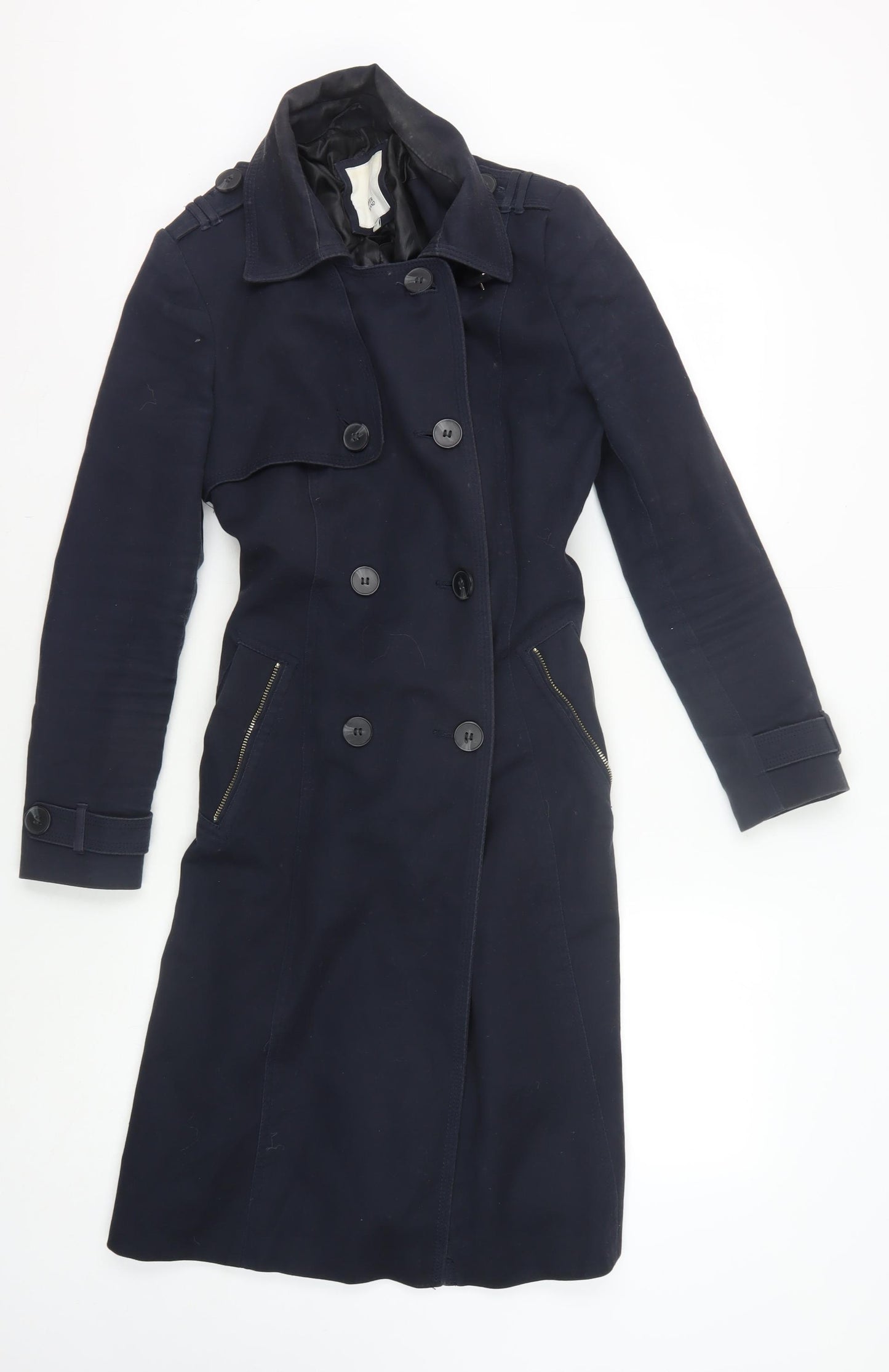 River Island Women's Black Trench Coat Size 8