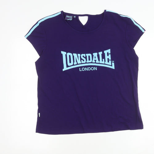 Lonsdale Women's Purple T-Shirt Size 18 Short Sleeve