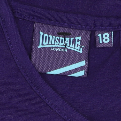 Lonsdale Women's Purple T-Shirt Size 18 Short Sleeve