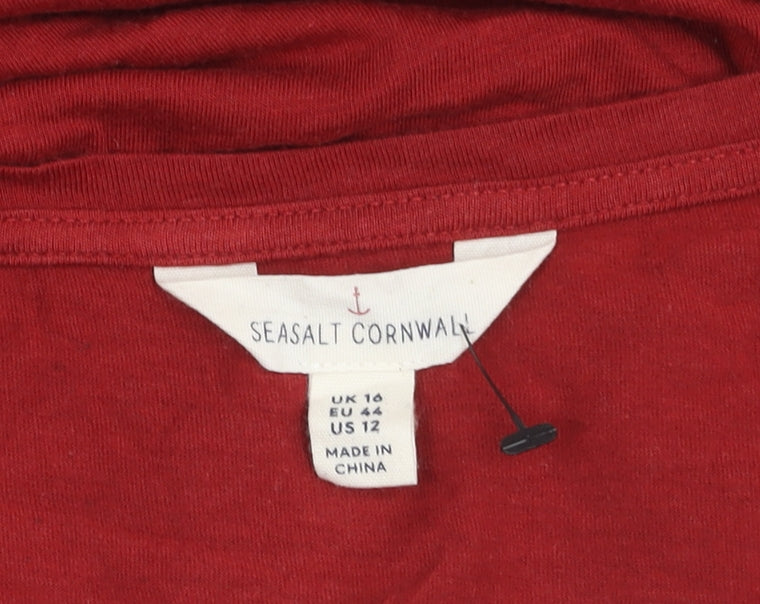 Seasalt Cornwall Women's Red Viscose Long Sleeve Top - Size 16