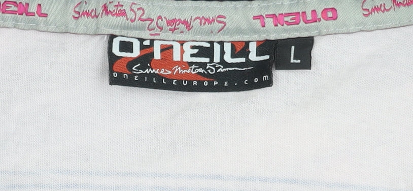 O'Neill Men's Pink Striped Polo Shirt L