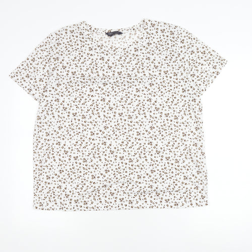 Marks and Spencer Women's White Animal Print T-Shirt Size 16
