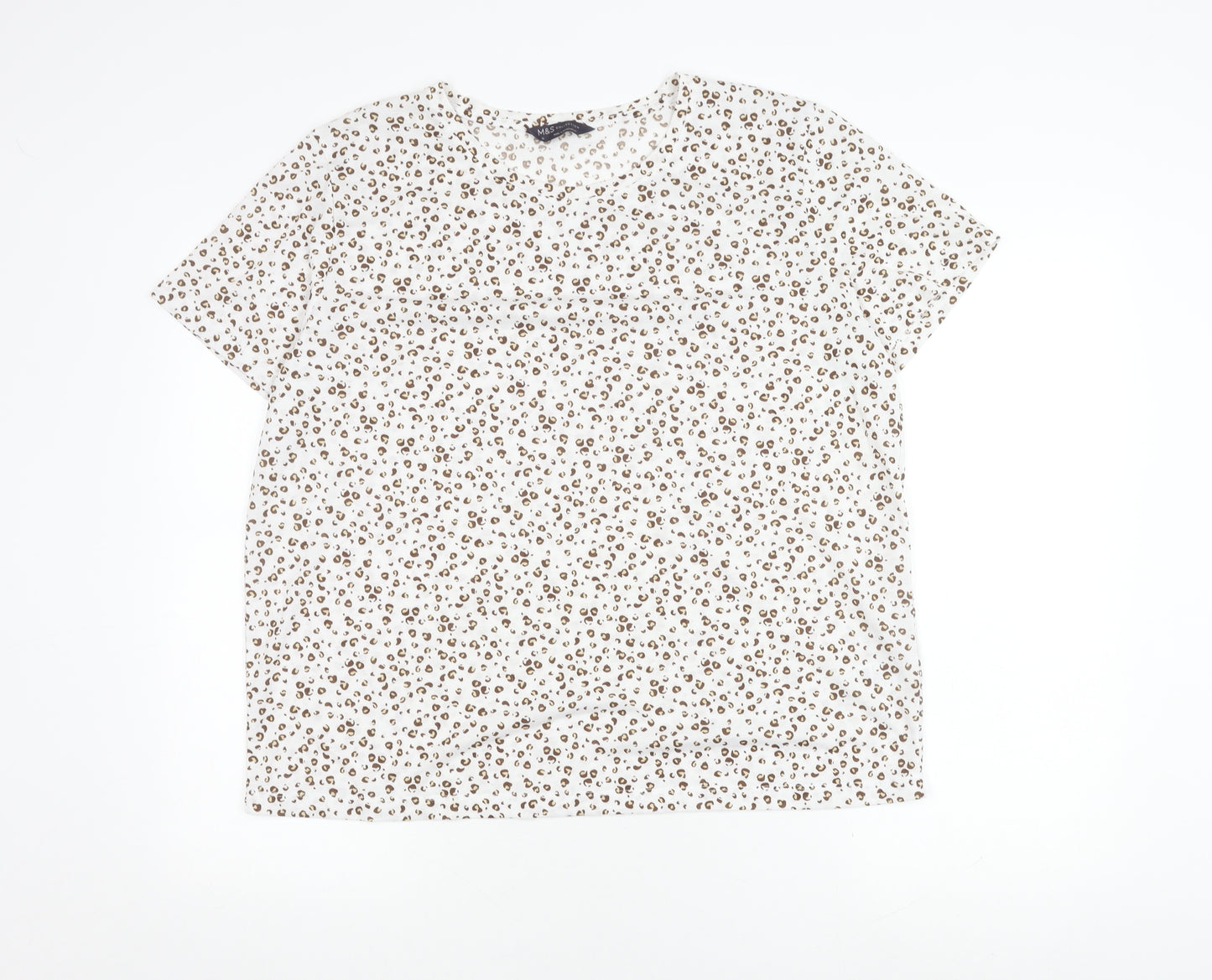 Marks and Spencer Women's White Animal Print T-Shirt Size 16
