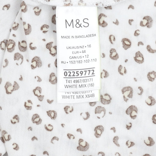 Marks and Spencer Women's White Animal Print T-Shirt Size 16