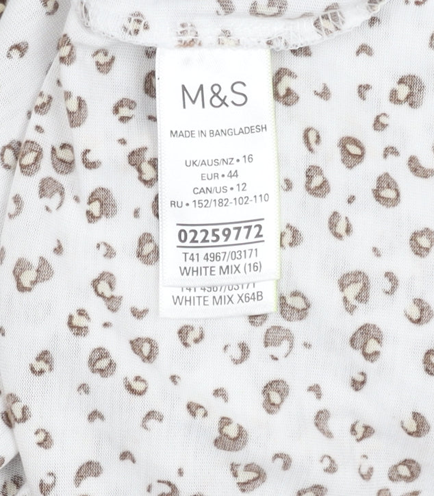 Marks and Spencer Women's White Animal Print T-Shirt Size 16