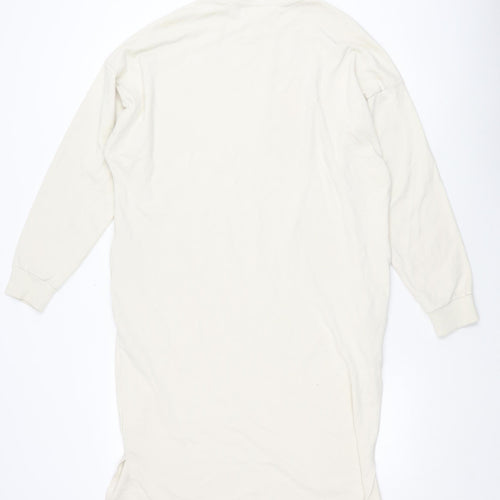 Monki Women's White T-Shirt Dress in Size S, Cotton