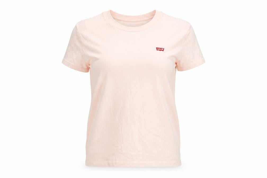 Front view of Levi's Women's Pink T-Shirt, size S, Cotton, Casual Style