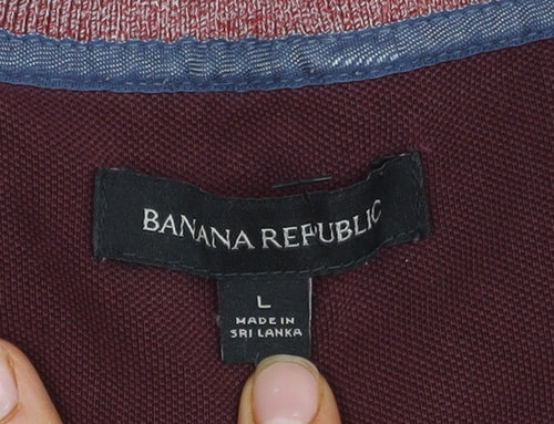 Banana Republic Men's Red Polo Shirt Size L