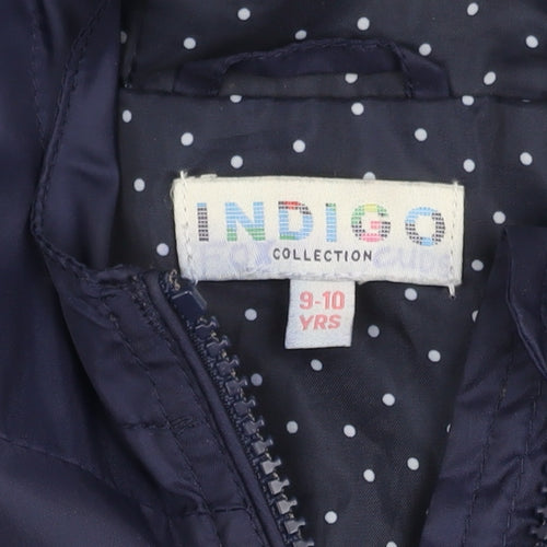 Indigo Collection Girls Blue Mid-Length Hooded Jacket 9-10 Years