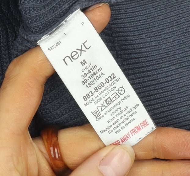 Next Men's Grey Polo Shirt M Solid Short Sleeve