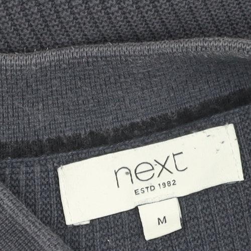 Next Men's Grey Polo Shirt M Solid Short Sleeve