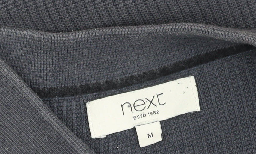 Next Men's Grey Polo Shirt M Solid Short Sleeve