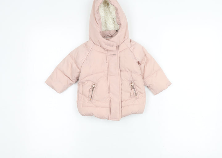 Next Pink Unisex Baby Puffer Jacket 3-6 Months Hooded