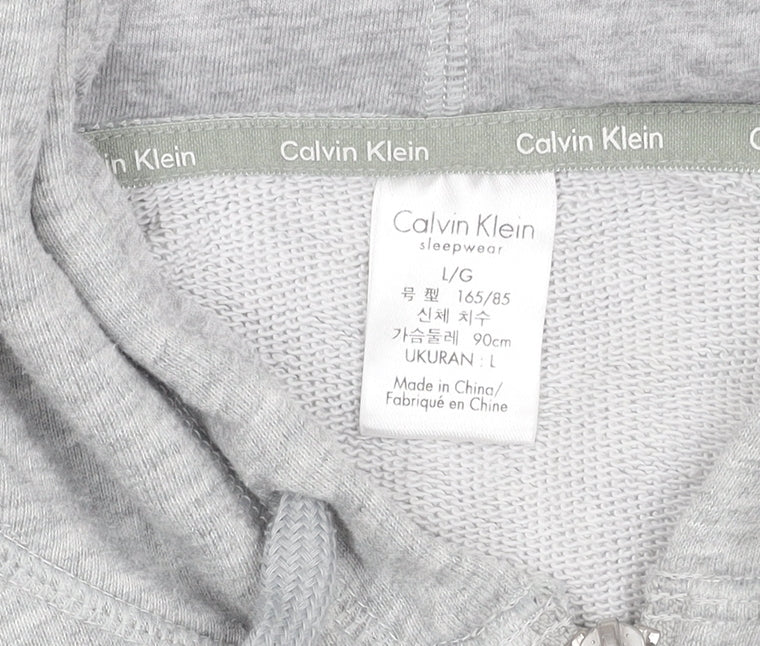 Calvin Klein Women's Grey Full Zip Hoodie L