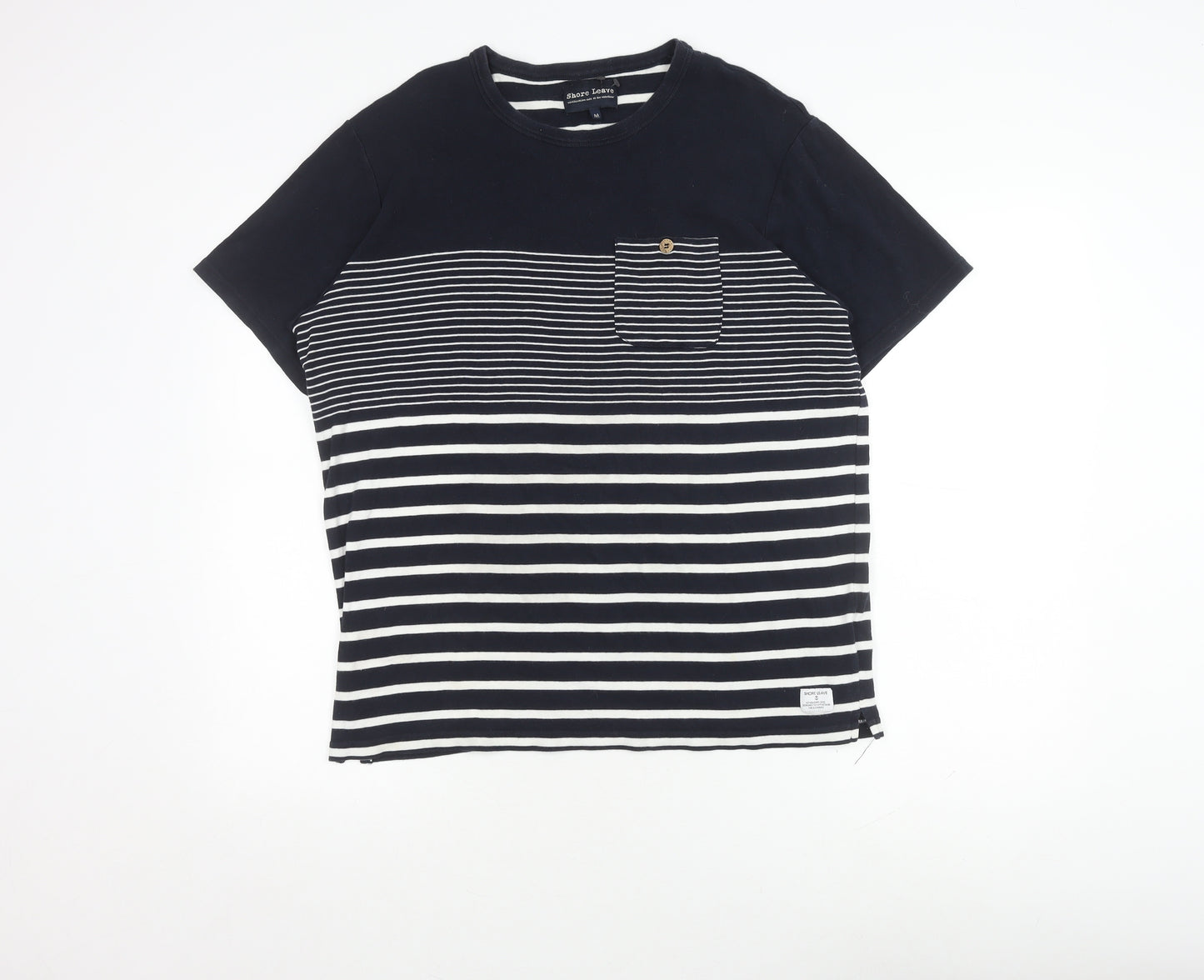 Shore Leave Unisex Black Striped Cotton T-Shirt M