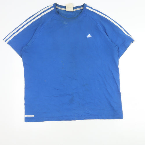 Adidas Men's Blue T-Shirt Large Crew Neck Cotton