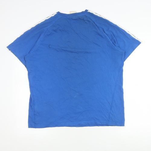 Adidas Men's Blue T-Shirt Large Crew Neck Cotton
