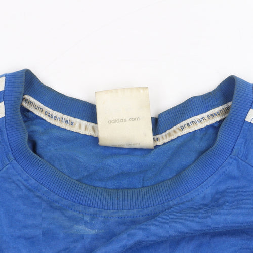 Adidas Men's Blue T-Shirt Large Crew Neck Cotton