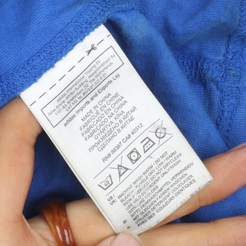 Adidas Men's Blue T-Shirt Large Crew Neck Cotton