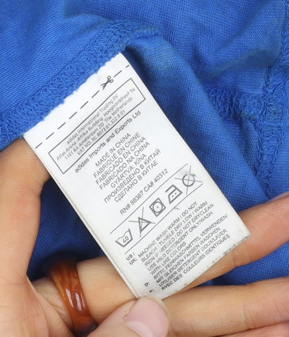 Adidas Men's Blue T-Shirt Large Crew Neck Cotton