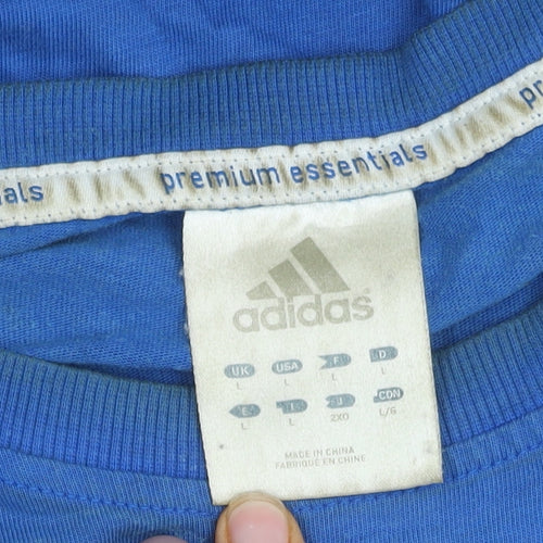 Adidas Men's Blue T-Shirt Large Crew Neck Cotton
