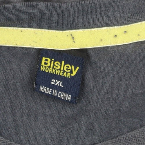 Bisley Men's Grey 2XL Crew Neck T-Shirt