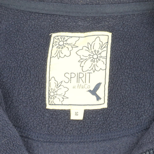 Spirit at M&Co Women's Blue Fleece Jacket Size 16